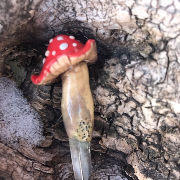 Hand Crafted Clay Mushroom Charm with Crystal - Picture 4 of 8